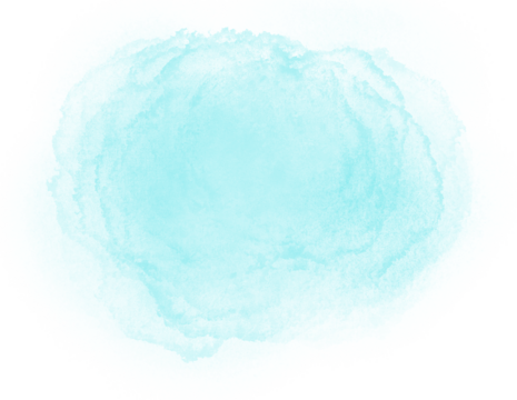 Bright aqua watercolor patch with soft edges. Versatile design element suitable for illustrations, backgrounds, collages, presentations