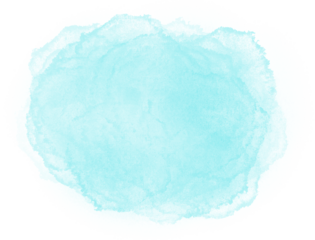 Soft, blurred watercolor in hues of blue and turquoise. Cloud form for designs. Gentle azure watercolor background with smooth transitions.