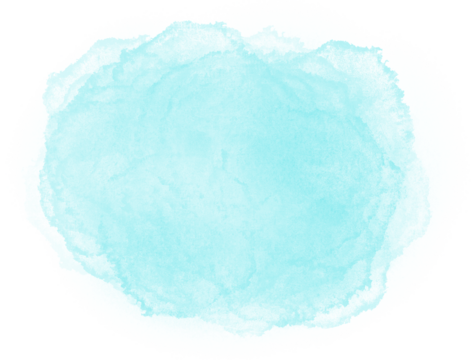 Soft, blurred watercolor in hues of blue and turquoise. Cloud form for designs. Gentle azure watercolor background with smooth transitions.