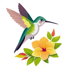 Obraz premium hummingbird and flowers vector graphic icon design