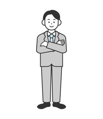 腕組みをするビジネスマンのイラスト　ベクター
