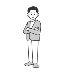 腕組みをするビジネスマンのイラスト　ベクター
