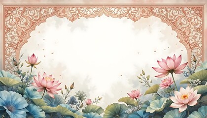 Elegant Lotus Flower Frame with Ornamental Border for Special Occasions