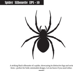 Black Spider Silhouette Vector | Creepy, Wildlife, Graphic Design