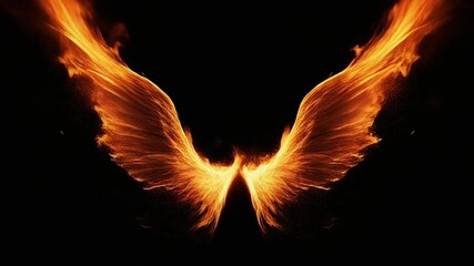 wings fire on black background - Powered by Adobe