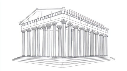 Obraz premium 3D Architectural Drawing of Ancient Greek Temple