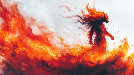 Fiery creature, engulfed in flames