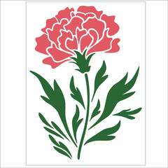 Vector Stencil of a flower, Carnation stencil, Flower stencil, floral tile template, vector, cut files, laser cut, silhouette, cricut, eps