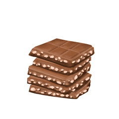 illustration features five stacked chocolate bars in a soft and artistic watercolor style. Perfect for celebration themes, sweet treats, or designs with a cozy and creative feel