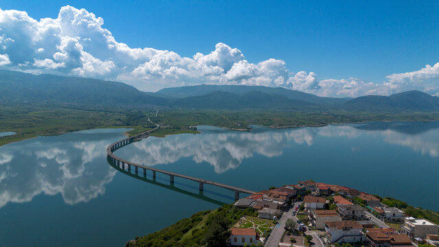 Neraida bridge or Servia Bridge on Polyfytos lake in Kozani.