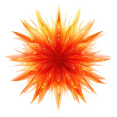 Naklejka premium Fiery burst of radiant energy in an abstract fractal flower illustration on transparent background