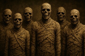 Naklejka premium Ancient mummies hauntingly eerie