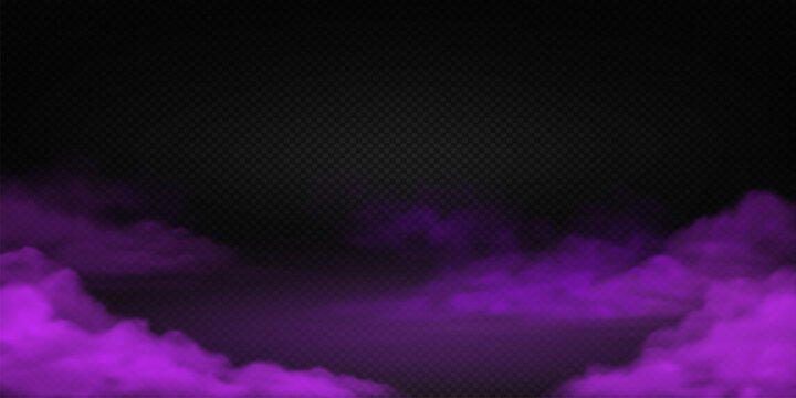 Ethereal purple fog swirls on a dark checkered background creating a mysterious atmosphere suitable for fantasy themes or Halloween with copy space.