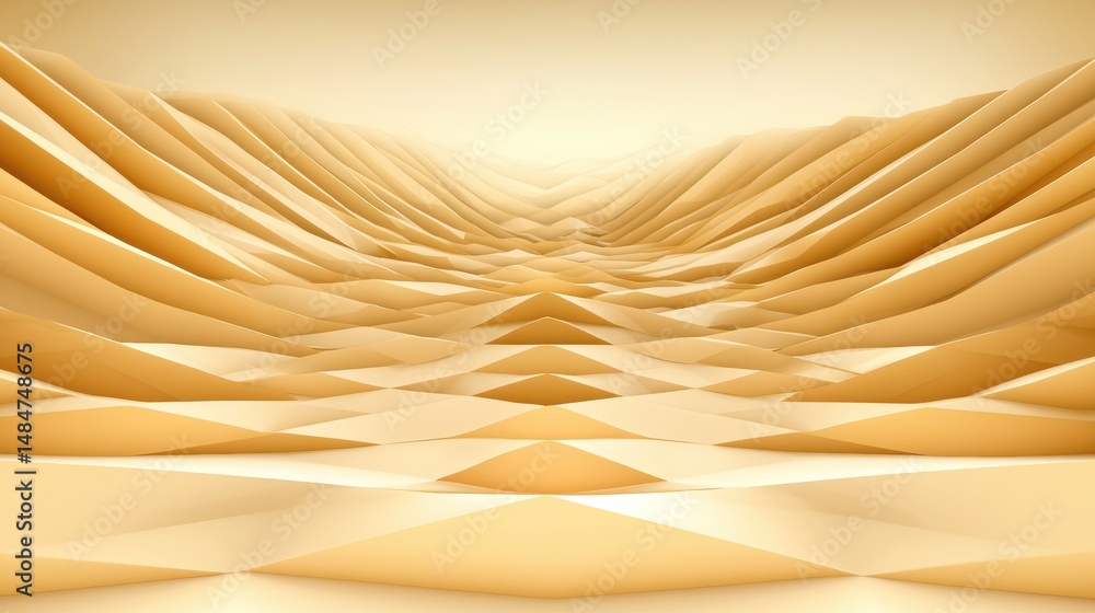 Aufkleber abstract wavy landscape in warm tones with smooth gradients and soft shadows for artistic use