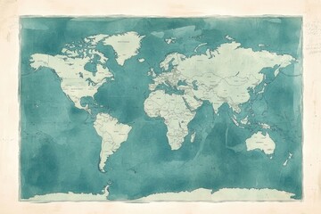Vintage world map, watercolor effect