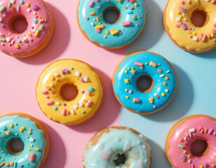 Colorful Donut Flat Lay