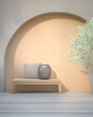 Relaxing minimalistic interior design with natural elements in soft lighting