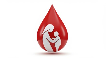 Obraz premium Maternal Health and Childcare: A Blood Drop Symbol Representing Mother and Child Wellbeing