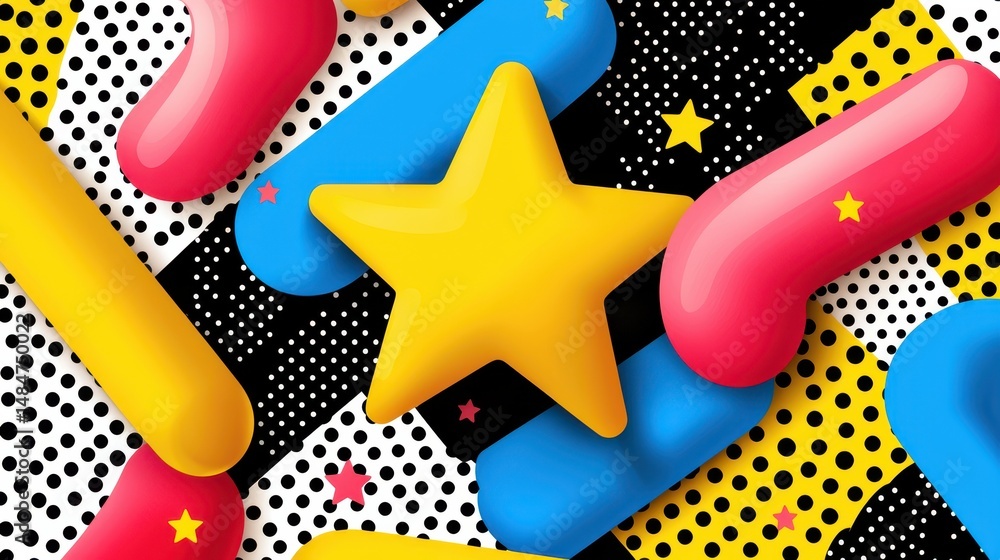 Aufkleber colorful abstract composition with geometric shapes and patterns on a vibrant backdrop