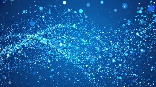 Particles Flowing Across Blue Background Slow Motion