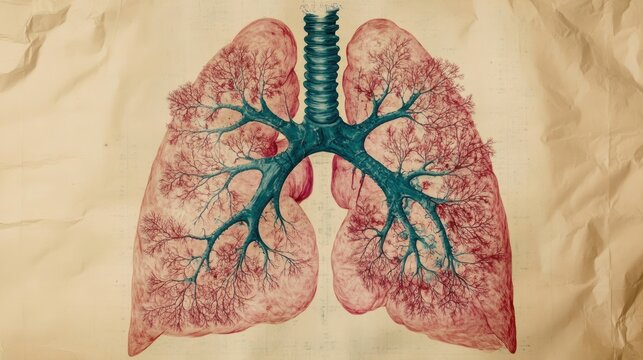 Vintage Anatomical Illustration of Human Lungs