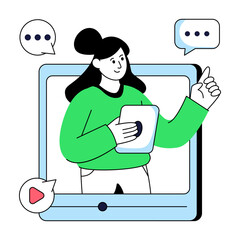 A flat design illustration of video chat