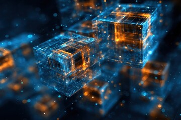Glowing Cubes Abstract Digital Art