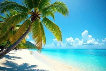 Palm trees sway in turquoise sea, Camilo Beach horizon, beach, lagos
