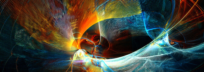 Abstract art technology background digital painting multicolor neon Modern futuristic pattern. Fractal artwork for creative graphic design.