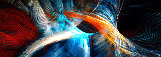 Abstract art technology background digital painting multicolor neon Modern futuristic pattern. Fractal artwork for creative graphic design.