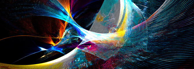 Abstract art technology background digital painting multicolor neon Modern futuristic pattern. Fractal artwork for creative graphic design.