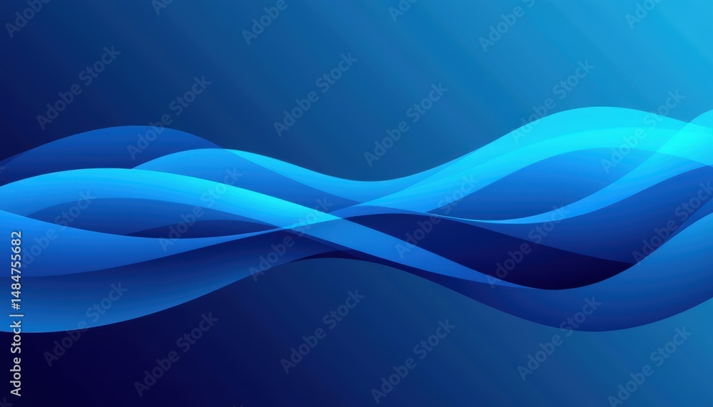Poster mesmerizing abstract blue waves background, a serene flow of dynamic lines and gradients for modern 