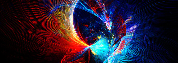 Abstract art technology background digital painting multicolor neon Modern futuristic pattern. Fractal artwork for creative graphic design.