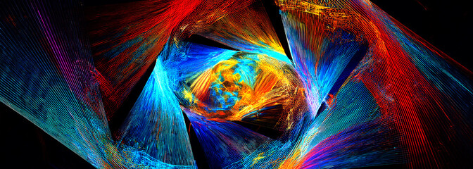 Abstract art technology background digital painting multicolor neon Modern futuristic pattern. Fractal artwork for creative graphic design.