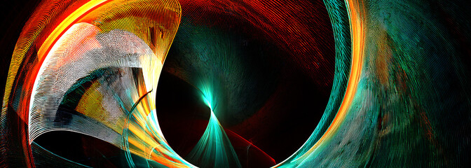 Abstract art technology background digital painting multicolor neon Modern futuristic pattern. Fractal artwork for creative graphic design.