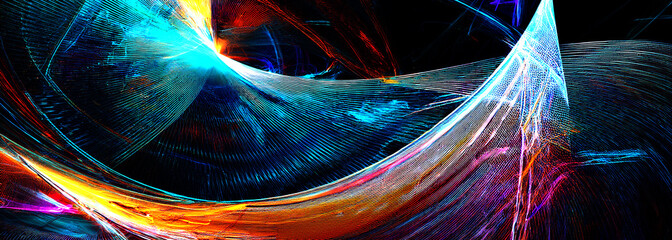 Abstract art technology background digital painting multicolor neon Modern futuristic pattern. Fractal artwork for creative graphic design.