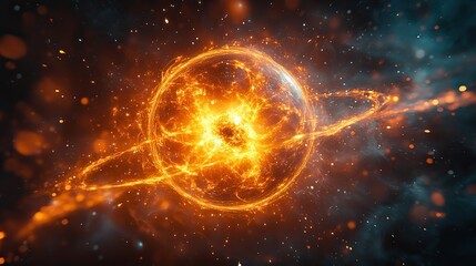 Fototapeta premium Bremsstrahlung radiation is electromagnetic radiation produced by the deceleration of a charged particle when deflected by another charged particle, typically an electron by an atomic nucleus