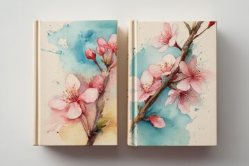 Two books with delicate watercolor cherry blossom designs.