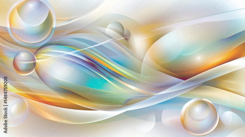 Aufkleber abstract vaporous background with colorful waves and bubbles in soft pastel tones, ideal for design 