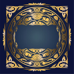 Golden ornate decorative vintage blank card