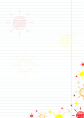 blank lined sheet of paper with sun doodles