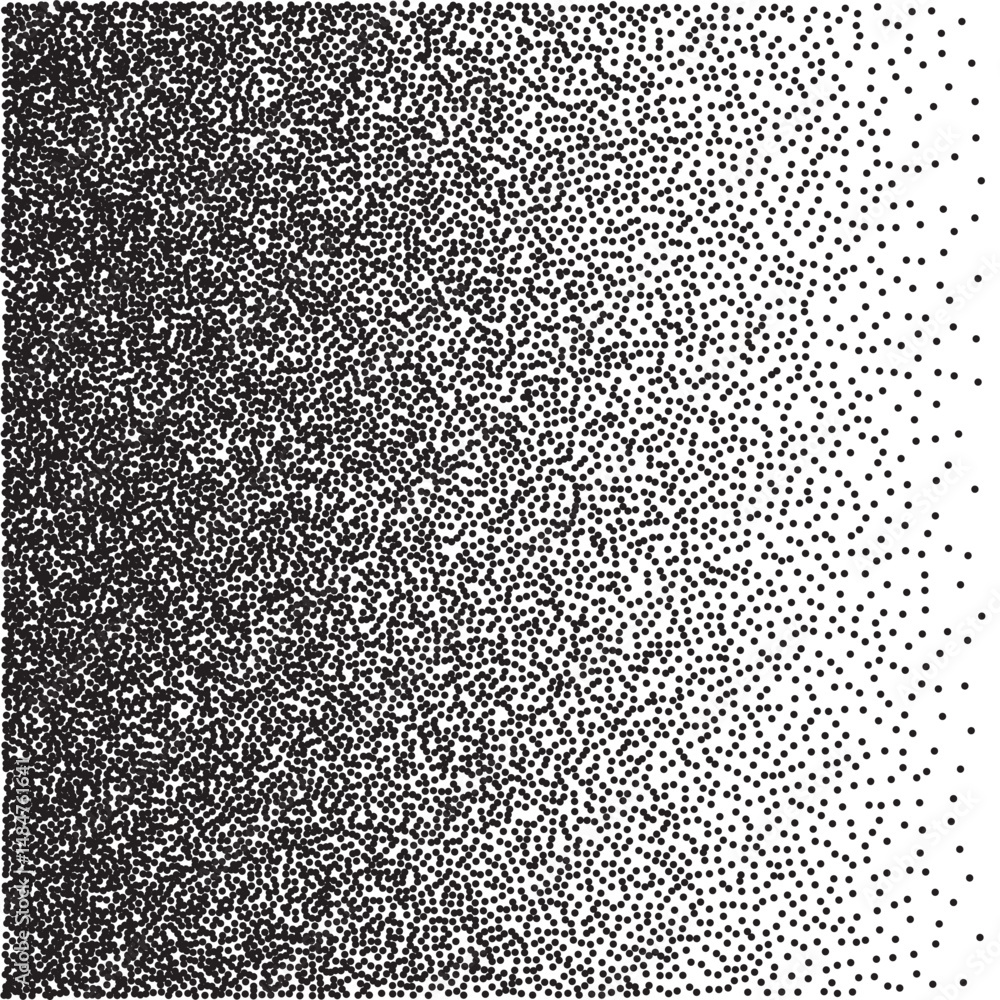 Poster noise background with dotted texture. stipple dots random halftone effect. black grainy gradient