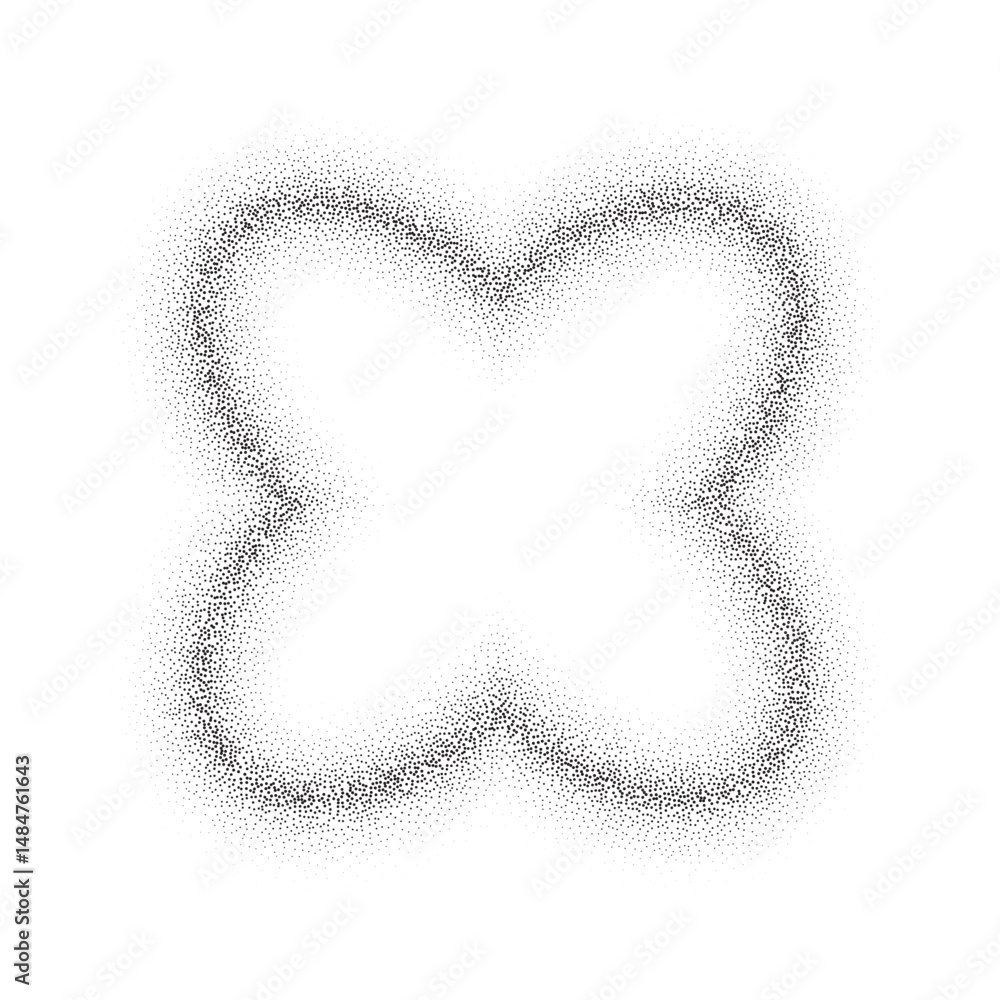 Poster halftone flower dotted frame. dots texture isolated on white background. noise gradient border
