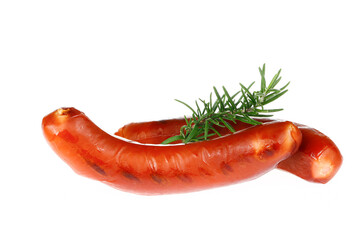 Sausages, isolated on a white background