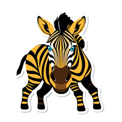 A Cartoon Zebra With Yellow Stripes and Blue Eyes