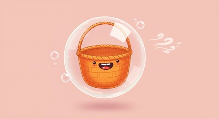 Cartoon orange bucket in bubble