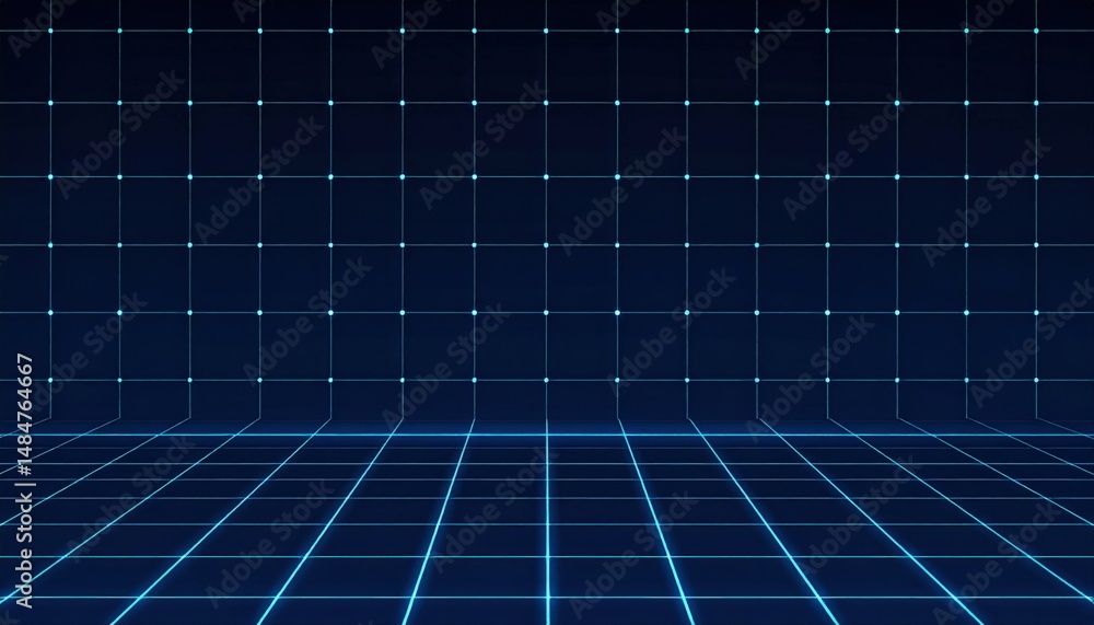 Poster dynamic grid background animation digital space graphic design virtual environment wide angle contem