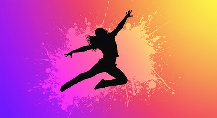 Naklejka premium Dynamic Silhouette: Sunset Leap