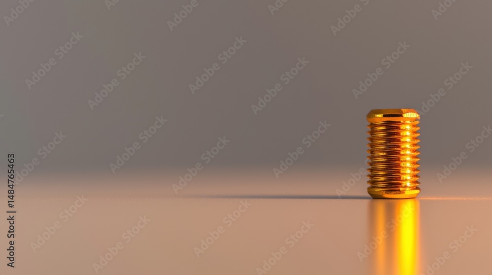 Poster a golden cylindrical object with a spiral pattern on its sides.