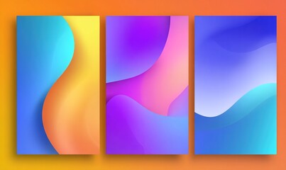 Set of template background design vector. Collection of creative abstract gradient vibrant colorful curve, geometric shape background. Design illustration for business card, cover, banner, wallpaper.